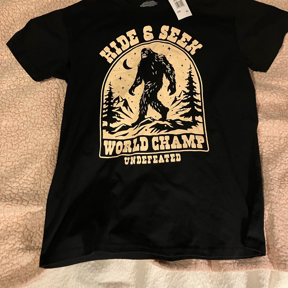 Black Graphic Tee with Bigfoot Design